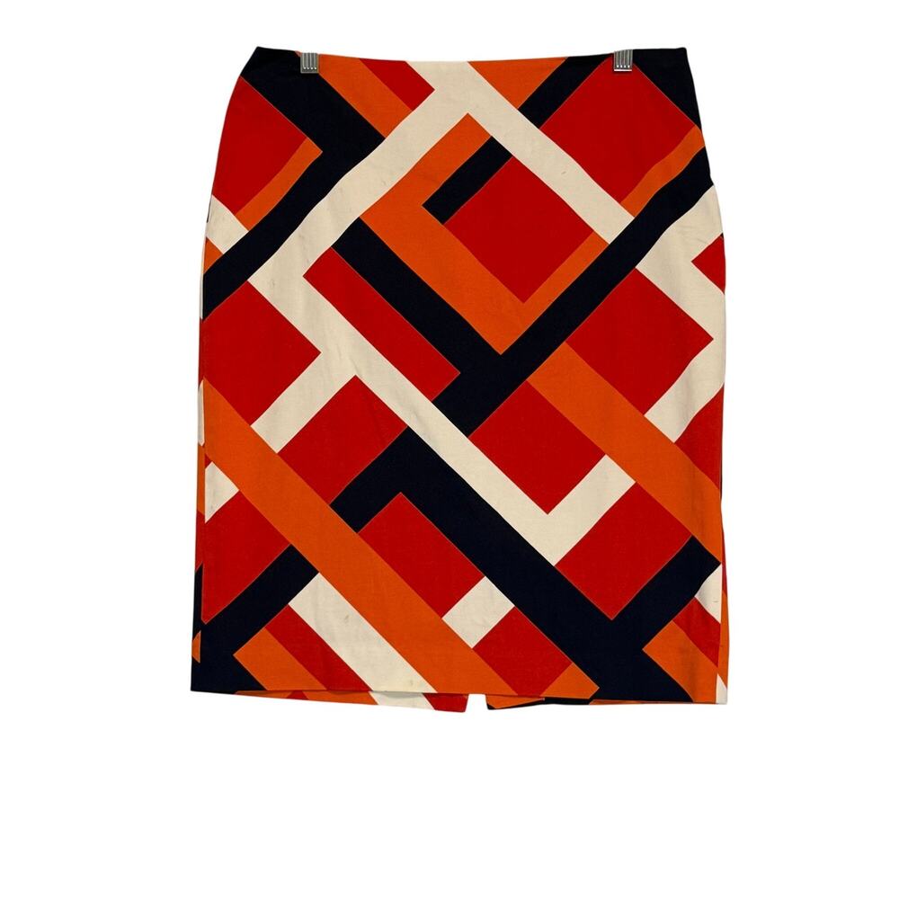 Ann Taylor Geometric Print Pencil Skirt Size 8 Flat Front Career Indie Eclectic - Picture 12 of 12